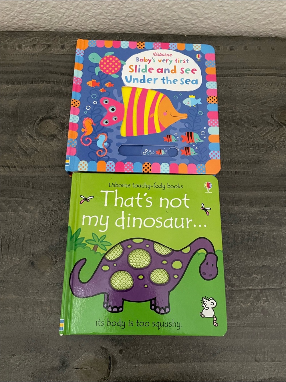 Bundle of two Usborne interactive board books for baby toddler